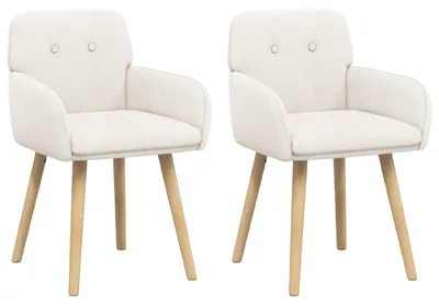 Imagen del producto de vidaXL: 2 sillas de comedor, tejido bouclé color crema, 59 x 57 x 85 cm