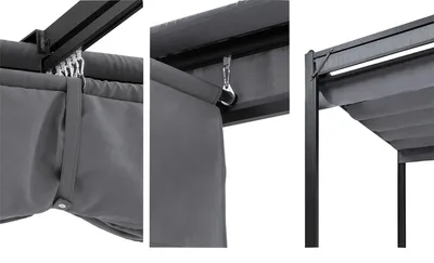 Produktbild von Blumfeldt Pavillon 3x4m, Rostfreier Metall-Pavillon mit Einziehbarem Dach, Pavillon Wasserdicht, Stabil & Winterfest, Langlebige Pergola Freistehend, Gartenpavillon mit UV-Schutz & Aluminium-Rahmen