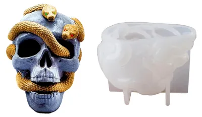 Produktbild von Silikonform für Schädelkerzen, Totenkopf- und Schlangenform, Schädelkopf-Resinform für Kerzenherstellung, Wohnkultur, Geschenk, DIY-Handwerk