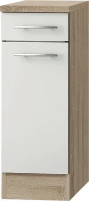 Produktbild von Optifit Unterschrank mit Schublade und Drehtür Dakar286 BxTxH 30 x 60 x 84,8 cm weiß glänzend zerlegt Anschlag reversibe