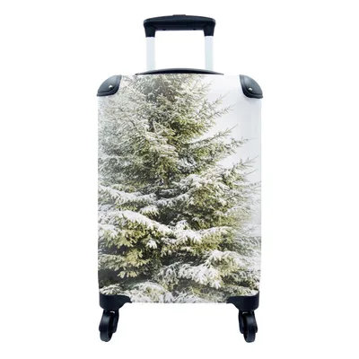 Produktbild von MuchoWow® Koffer Handgepäck Trolley Rollkoffer Kleine Reisekoffer mit 4 Rollen - Winter - Schnee - Baum - Cabin Size < 55x40x23 cm & 55x40x20 cm - Fotokoffer - Kabinenkoffer - Boardgepäck - Reise-Box - Reisekoffer - Reisegepäck - Koffer mit Bild - Trolley für Kinder
