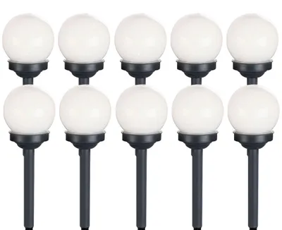 Produktbild von 10er Set LED Solarkugel weiß, Erdspieß, DxH 10x38 cm