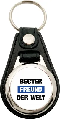 Produktbild von Huuraa Schlüsselanhänger Bester Freund der Welt Metall mit Kunstleder Schlüsselring Einkaufswagenchip Geschenkidee