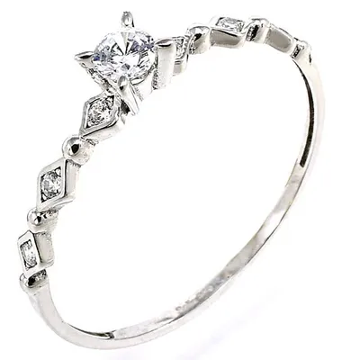 Produktbild von Verlobungsring Glare571 aus 14K Weißgold mit Zirkoniumdioxid, hypoallergen, Größe 67, Breite 0,1 cm, Oberseite Ø 0,4 cm