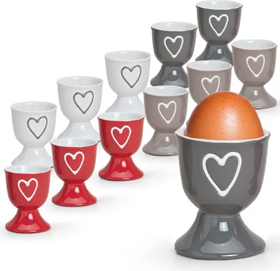 Produktbild von Einfarbige Steingut Eierbecher Landhaus-Stil 12-tlg. Set bunt