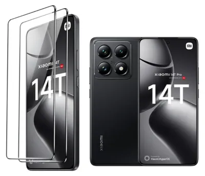 A product shot of a smartphone and screen protectors.