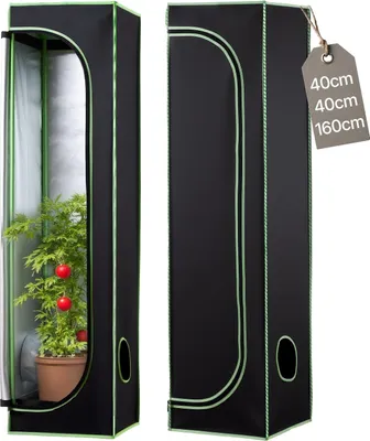 Produktbild von Growzelt - Growbox Indoor 40 x 40 x 160 cm - 600D Hochreflektierendes Mylar - Beobachtungsfenster - Bodenwanne - Reißverschluss - Für Obst, Blumen & Gemüse