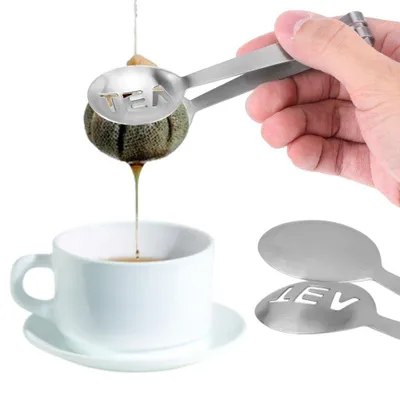 Teebeutelhalter aus Edelstahl, löffelförmig, spülmaschinenfest, 1 Stück