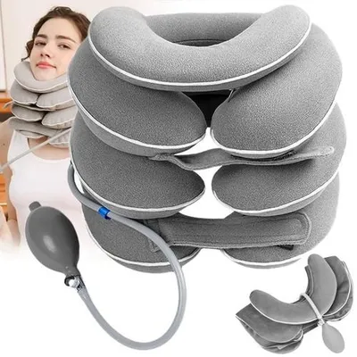 Produktbild von Nackenbandage Nackenstütze Nackendehner Hals Aufblasbar Zugvorrichtung 4 Schicht