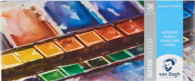 Produktbild von Van Gogh Aquarell-Set im Metallkasten | 36 halbe Näpfchen + 1 Pinsel