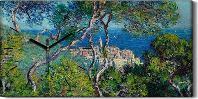 Produktbild von Dekor Leinwand Uhr Wandbilder Geräuschlos Kunstdruck 60x30 Bordighera - schwarze Hände
