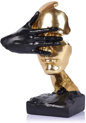 Image de Résumé : Œuvre d'art de 30 cm, doré et noir, pour le salon, le bureau, l'entrée ou la bibliothèque