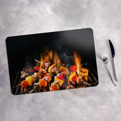 Produktbild von Tischset 4x45x30 cm Platzset Tischmatte Platzmatte Untersetzer - Fleischspieße vom Grill
