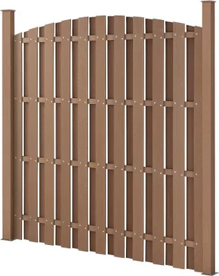 Imagen del producto de Valla para jardín Silecomplaza con arco redondeado, 185x193 cm, color marrón. Valla de protección, cortavientos, con listones
