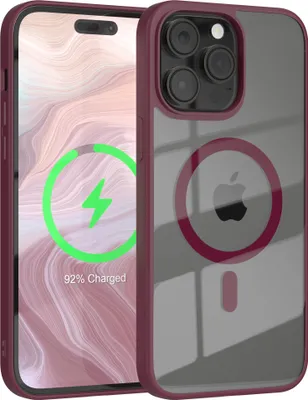 Produktbild von EAZY CASE Clear MagSafe Case für Apple iPhone 14 Pro Max, Qi-Charging, Silikon mit Kameraschutz, Bumper Case in Rot