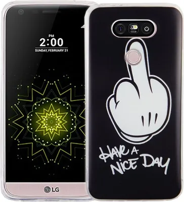 Produktbild von Handy Hülle für LG G5 Cover Case Schutz Tasche Motiv Slim Silikon TPU Mittelfinger