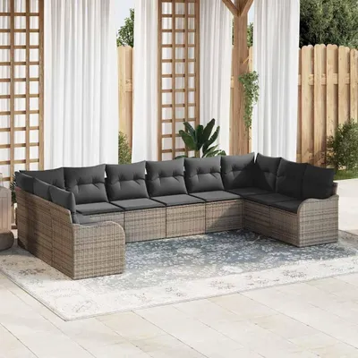 Image de Maison Exclusive - Ensemble de canapé de jardin Gris polyrotin