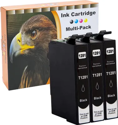 A box of ink cartridges with three cartridges in the foreground.