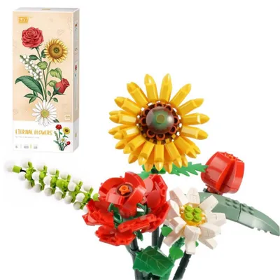 Produktbild von Mini Bauklötze Blumenbouquet 568 Teile – DIY Kunstblumen Set für Zuhause