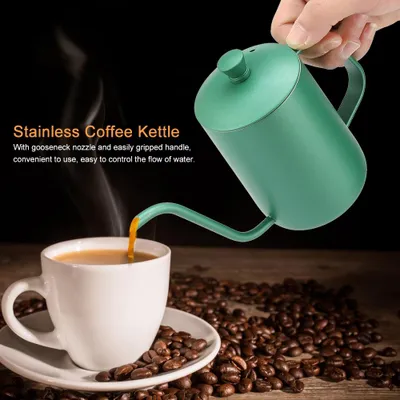 Image de bouilloire à café en acier inoxydable 600ml avec thermomètre (vert)