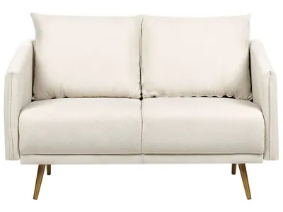 Zdjęcie produktu dla BELIANI Sofa 2-osobowa beżowa tapicerowana złote nóżki poduchy styl glamour retro