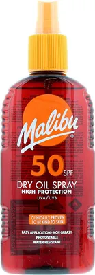 Immagine prodotto di Malibu Olio secco Spray SPF50 Olio solare bronzante 200ml