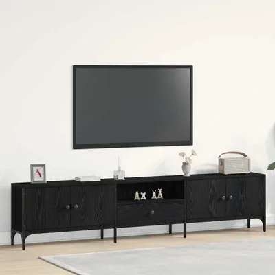 Immagine prodotto di Maison Exclusive - Mobile TV 200 x 25 x 44 cm, colore nero, finitura effetto legno di quercia, realizzato in materiale composito