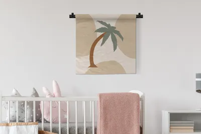 Produktbild von MuchoWow® Wandteppich Wandbehang Palme - Pastell - Sommer 60x60 cm Tapisserie Dekoration Wandtuch - Dekorationen - Wand Decke