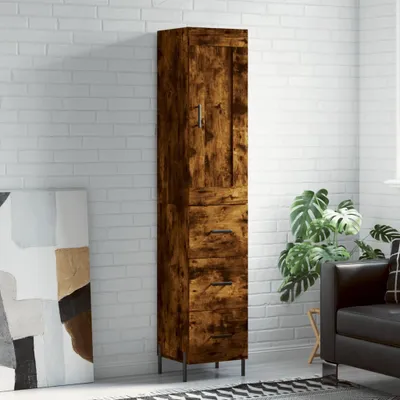 Imagen del producto de vidaXL Mueble alto de diseño rústico, color roble ahumado, 34,5 x 34 x 180 cm, fabricado en material de madera