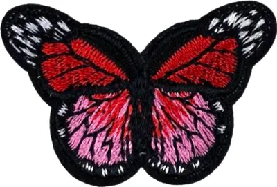 Produktbild von Schmetterlings-Emblem-Applikations-Patch zum Aufbügeln, Rot, Rosa