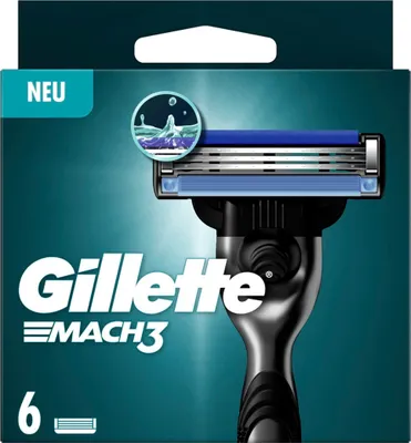 Produktbild von Gillette Rasierklingen Ersatzklingen Nassrasur Mach3 3 fach Klingenpaket für 6 Stück Herren