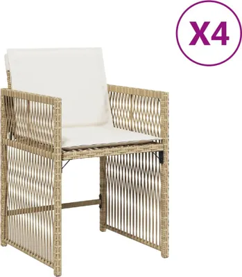 Produktbild von vidaXL Gartenstühle mit Kissen 4 Stk. Beige Poly Rattan