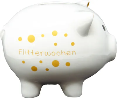 Produktbild von Charmantes Sparschwein aus Dolomit mit Flitterwochen Aufdruck