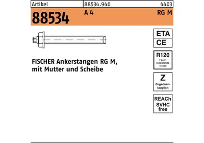 Produktbild von Fischer RG Ankerstange Schwerlastanker ø M 10x130mm mit Mutter A4 Edelstahl