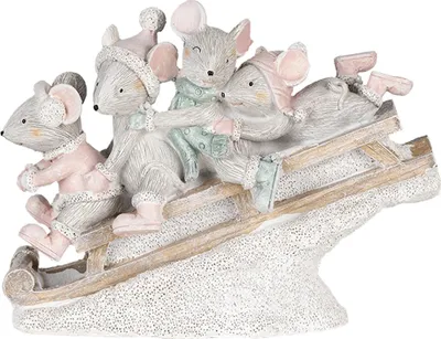 Produktbild von Clayre & Eef Figur Maus 15x5x11 cm Grau Kunststoff Maus