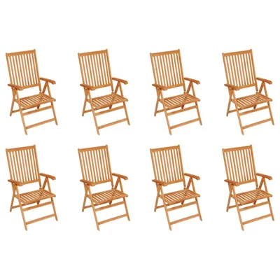 Produktbild von "SALE 2026"Stuhl Terrasse - Verstellbare Gartenstühle mit Auflagen 8er set - Balkonmöbel - Campingstuhl elegantes Design - Massivholz Teak - 57x71,5x100cm - Gartenstühle DEMöbel537186