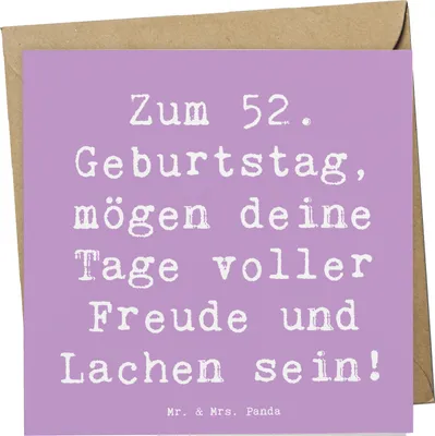 Produktbild von Mr. & Mrs. Panda Grußkarte Spruch 52. Geburtstag Freude - Lavendeltraum - Geschenk, Glückwunschkarte, Geburtstagsgeschenke, feiern, Klappkarte, liebevoll handgefertigt