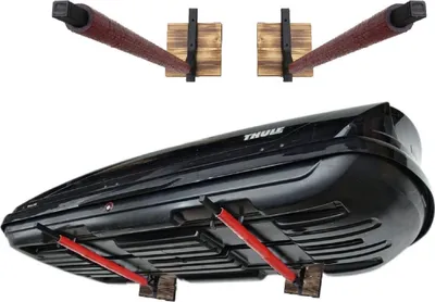 Zdjęcie produktu dla Wspornik ścienny boxu dachowego Wspornik boxu dachowego WSB.O czerwony 82 cm do garażu stal drewno 10176