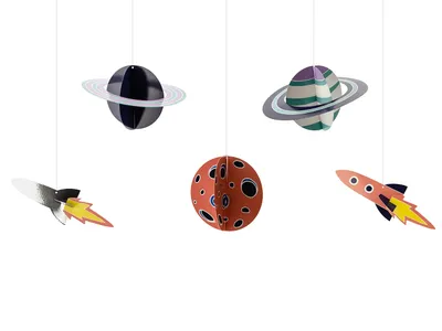 Image de Décoration spatiale en papier à suspendre 7x19 à 10x16cm multicolore 5er Set