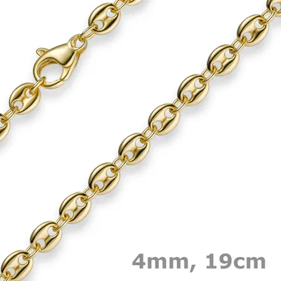 Produktbild von 4mm Armband Armkette Bohnenkette Schiffsankerkette 585 Gold Gelbgold 19cm Uni