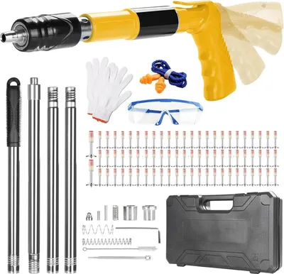 Obrázek produktu pro Mini hřebíkovačka, nastavitelný výkon, tichý provoz, hřebíkovačka+120 hřebíků+prodlužovací tyč+krabice na nářadí