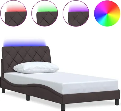 Immagine prodotto di vidaXL Struttura letto con LED senza materasso in tessuto marrone scuro 100x200 cm