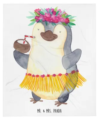 Produktbild von Mr. & Mrs. Panda Bettdecke Pinguin Kokosnuss - Weiß - Geschenk, Urlaub, Hawaii, Tagesdecke, Kuscheldecke, Aloha, Erholt, Decke, Plaid, Sofaüberwurf