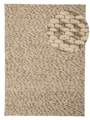 Produktbild von Wollteppich Sina weicher handweb Teppich Natur Hellbraun meliert 120x170 cm | Zeitloser Wollteppich für Wohnzimmer, Schlafzimmer & Kinderzimmer