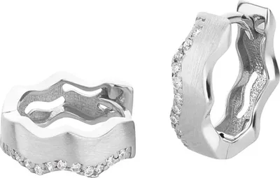 Produktbild von Klappcreolen echt Silber 925 rhodiniert mit Zirkonia