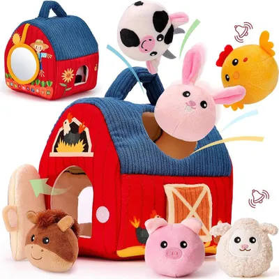 Produktbild von Baby Spielzeug 1-12 Monate, Plüsch-Bauernhoftiere, Bauernhof Spielzeug, Montessori Spielzeug Bauernhof Montessori Sensorikspielzeug Als Geschenk