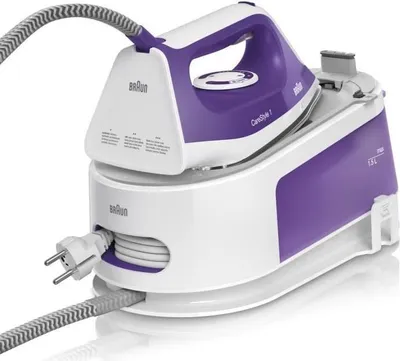 Produktbild von Dampfbügelstation Braun CareStyle 1 IS1014VI, 6 bar, 1,5 L, 2200 W, Violett/Weiß