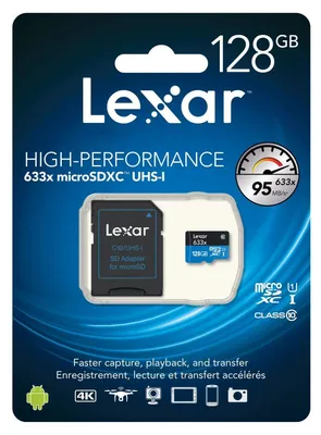 Produktbild von Lexar 633x, 128 GB, MicroSDXC, Klasse 10, UHS-I, Class 3 (U3), V30