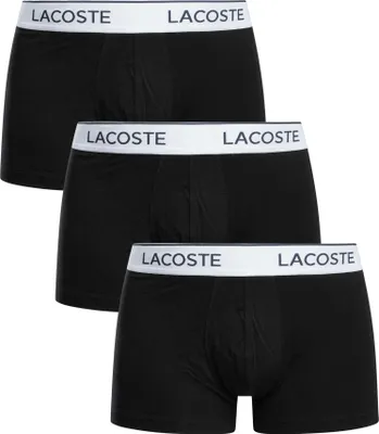 Three black boxer briefs are stacked on top of each other against a white background.