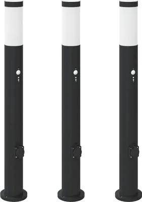 Produktbild von vidaXL Pollerleuchten mit Sensor&Steckdose 3er 80 cm Edelstahl IP44